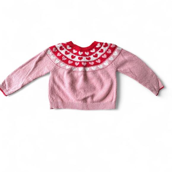 ✨ Mini Boden Pink & Red Heart Fair Isle Cardigan (2–3Y) - Picture 6 of 7